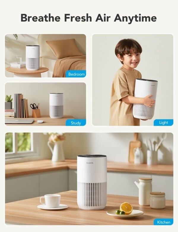 GoveeLife Mini Air Purifier for Bedroom, HEPA…
