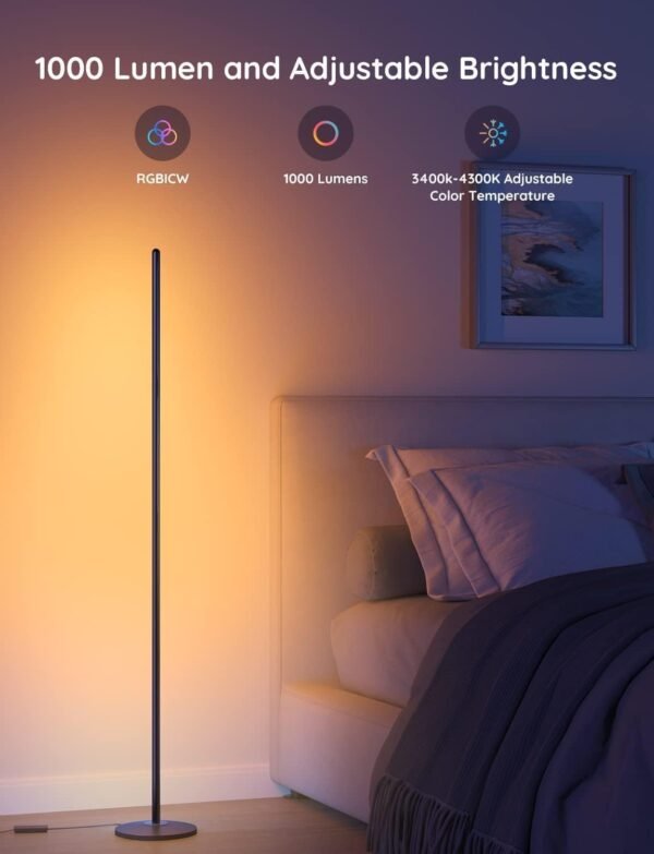 Govee RGBIC Floor Lamp, LED Corner Lamp Works…
