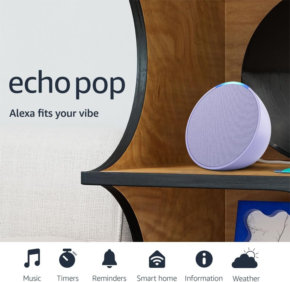 Amazon Echo Pop (newest model), Our smallest...