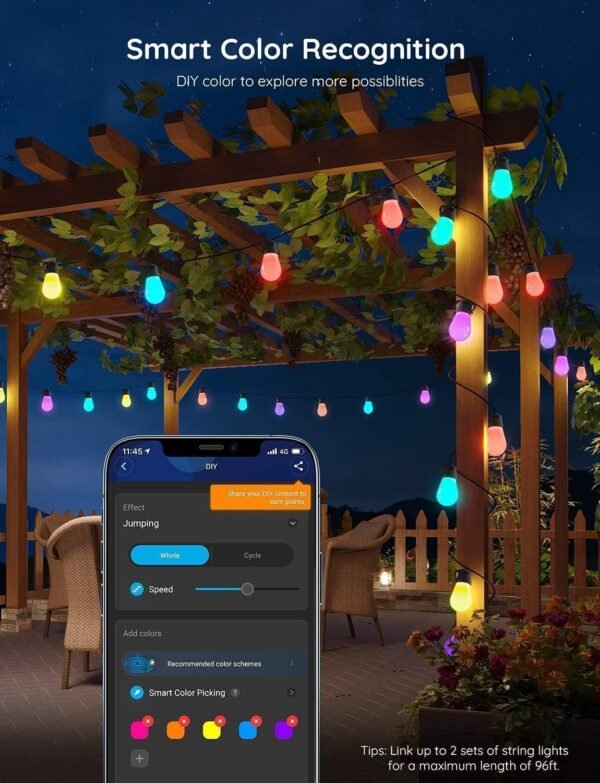 Govee Smart Outdoor String Lights H7021, RGBIC…