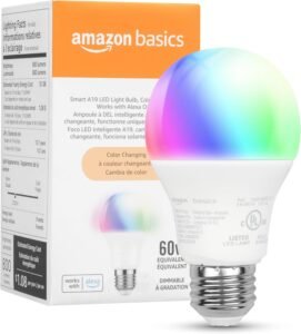 Amazon Basics Smart A19 LED Light Bulb, Color...