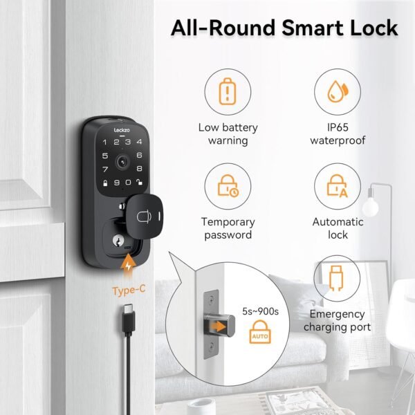 Video Smart Lock with Doorbell, 6 in 1 Keyless…