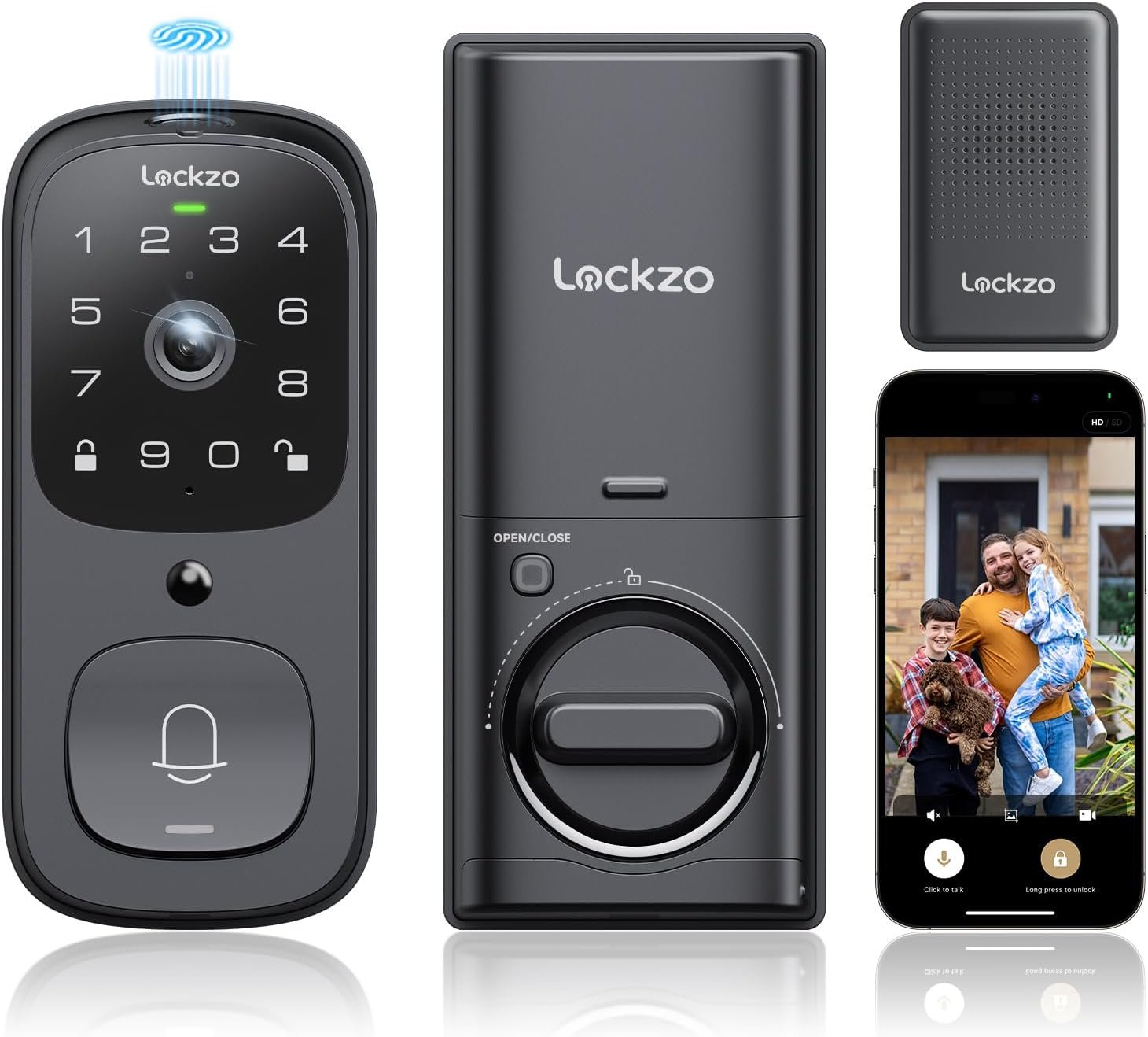 Video Smart Lock with Doorbell, 6 in 1 Keyless...