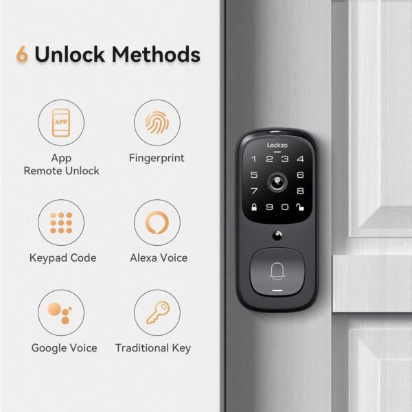 Video Smart Lock with Doorbell, 6 in 1 Keyless…