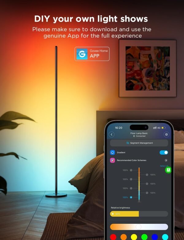 Govee RGBIC Floor Lamp, LED Corner Lamp Works…