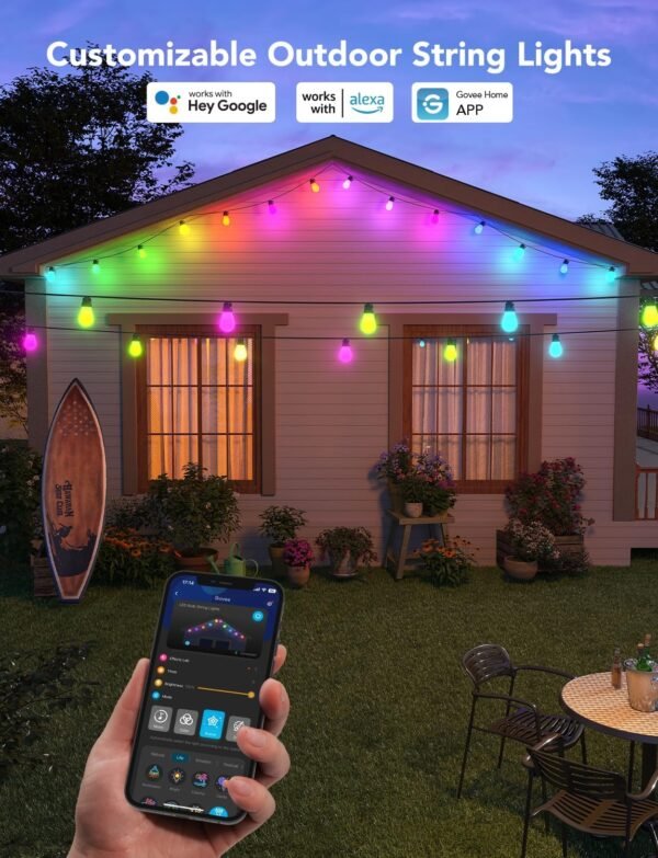 Govee Smart Outdoor String Lights H7021, RGBIC…